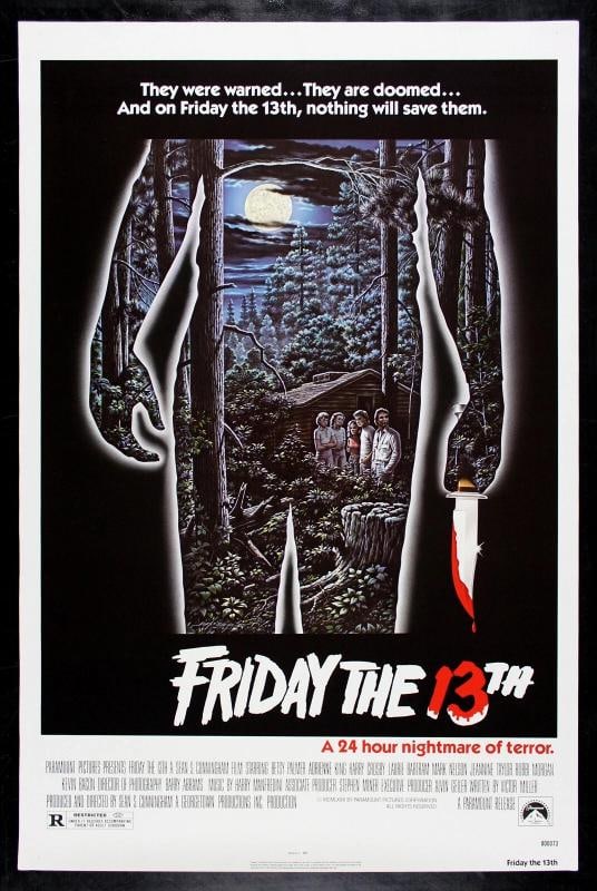 FRIDAY THE 13TH 1982 VINTAGE ORIGINALRE RELEASE MOVIE POSTER~(27" x 41"): Industry: Movies,Object Type: Poster,Original/Reproduction: Original,Country of Origin: United States