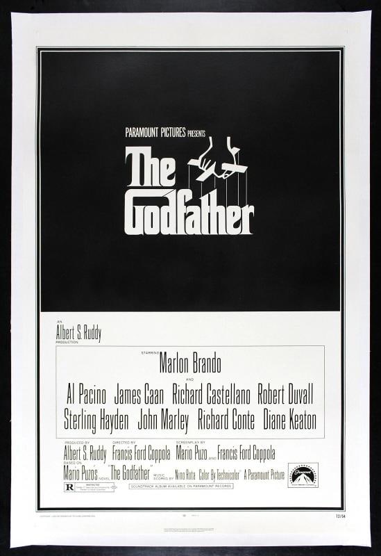THE GODFATHER ORIGINAL VINTAGE MOVIE POSTER 1972~(27" x 41"): Industry: Movies,Object Type: Poster,Original/Reproduction: Original,Country of Origin: United States