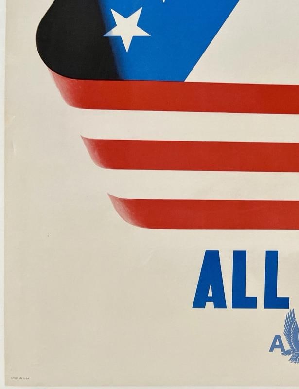 Original Vintage Poster AMERICAN AIRLINES ALL EUROPE Airline Travel Kauffer OL - 4