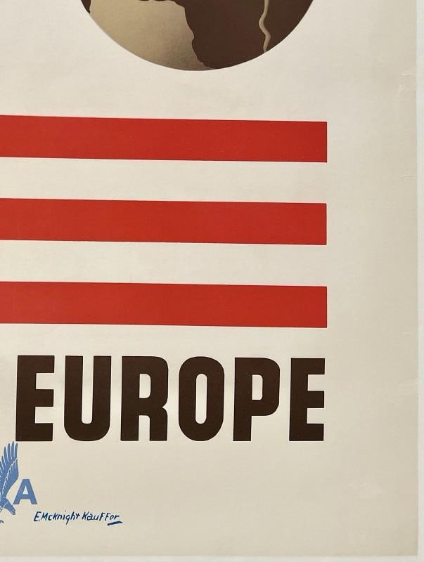 Original Vintage Poster AMERICAN AIRLINES ALL EUROPE Airline Travel Kauffer OL - 5