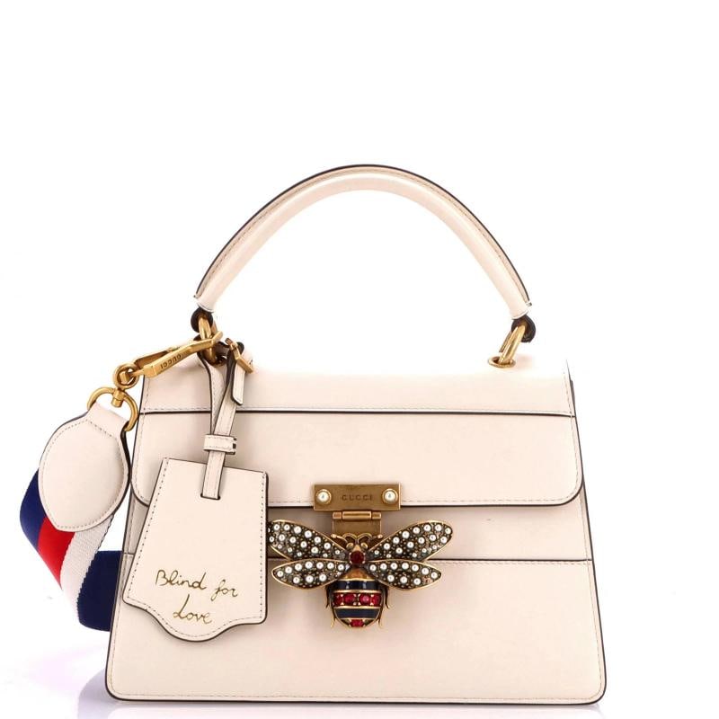 Gucci Queen Margaret Top Handle Bag Leather Small: Accessories: Luggage Tag, With Strap Measurements: Handle Drop 4", Height 7", Width 10", Depth 5", Strap Drop 19.5" . Condition: Pre-owned - Good,Brand: Gucci,Exterior Material: Leather,Style: Top