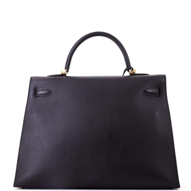 Hermes Kelly Handbag Noir Ardennes with Gold Hardware 35 - 4