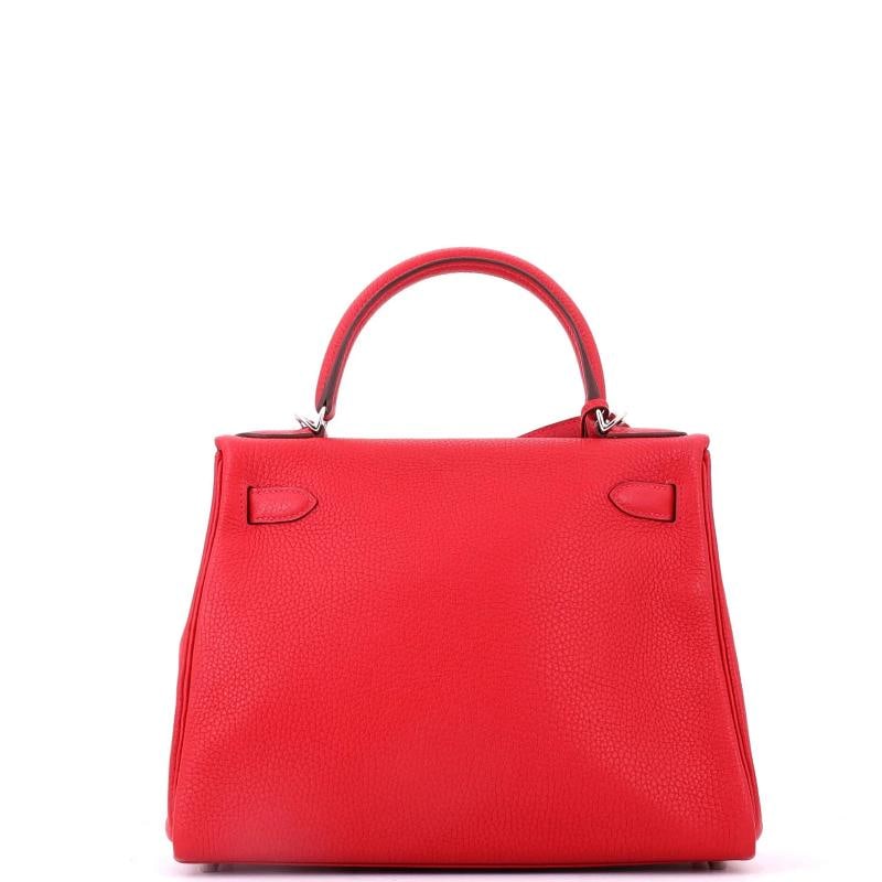 Hermes Kelly Handbag Red Togo with Palladium Hardware 28 - 3