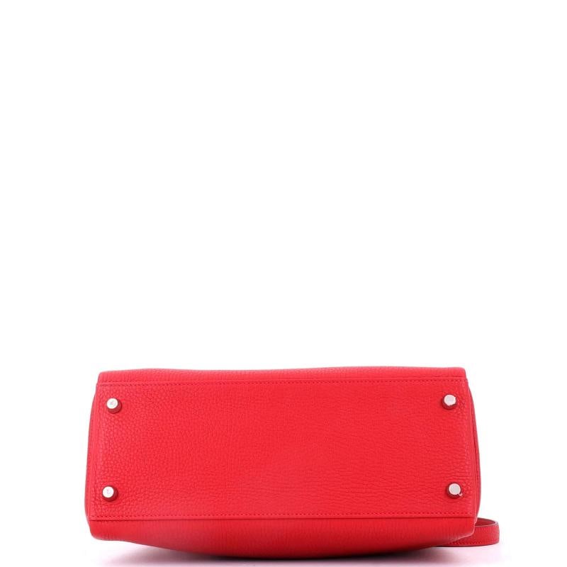 Hermes Kelly Handbag Red Togo with Palladium Hardware 28 - 4