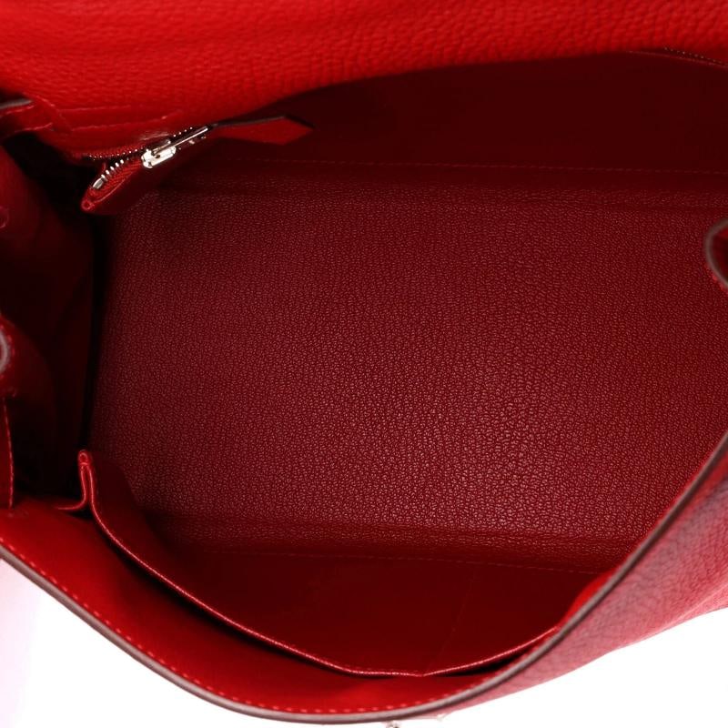 Hermes Kelly Handbag Red Togo with Palladium Hardware 28 - 5