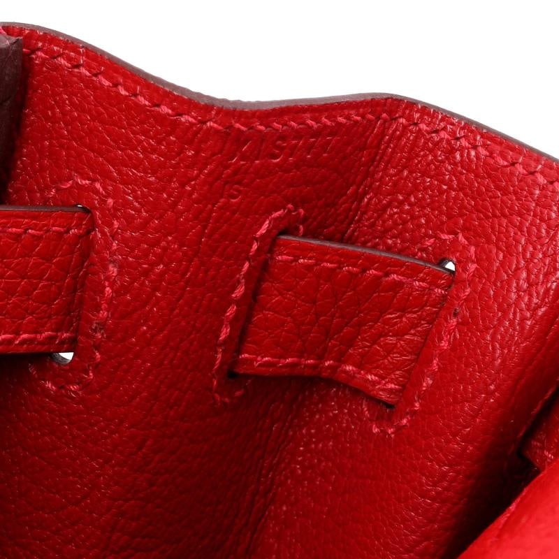 Hermes Kelly Handbag Red Togo with Palladium Hardware 28 - 7