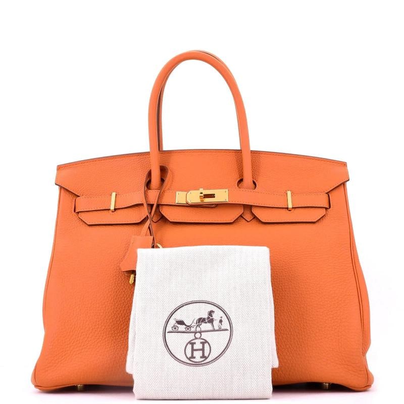 Hermes Birkin Handbag Orange H Togo with Gold Hardware 35 - 2