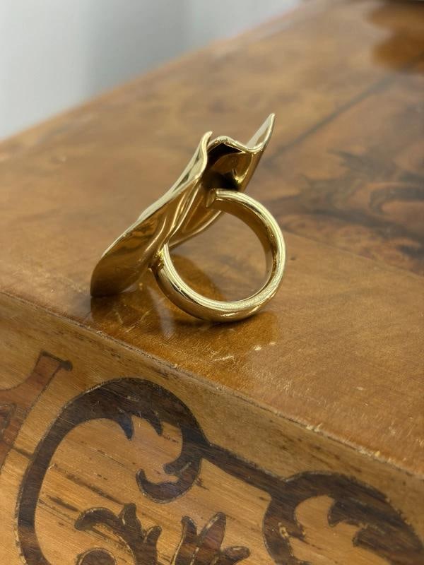 TIFFANY & CO. FRANK GEHRY Italy 18k Yellow Gold Sculptural Ring Vintage Rare - 10