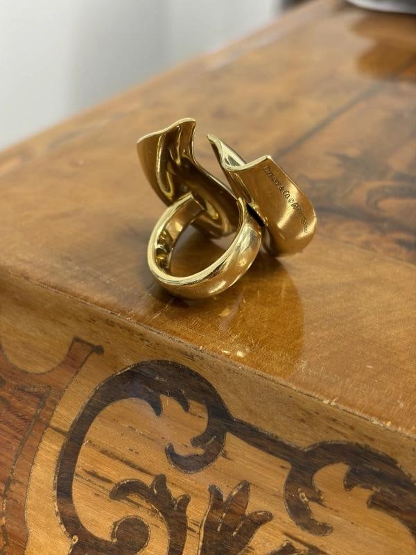 TIFFANY & CO. FRANK GEHRY Italy 18k Yellow Gold Sculptural Ring Vintage Rare - 11