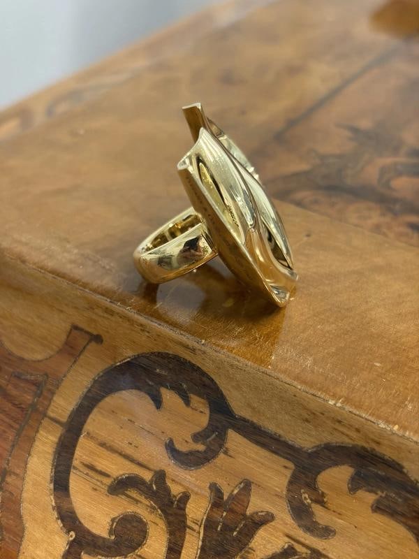 TIFFANY & CO. FRANK GEHRY Italy 18k Yellow Gold Sculptural Ring Vintage Rare - 12