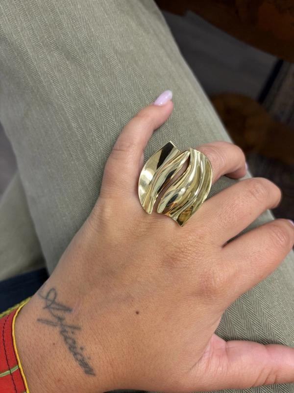 TIFFANY & CO. FRANK GEHRY Italy 18k Yellow Gold Sculptural Ring Vintage Rare - 2
