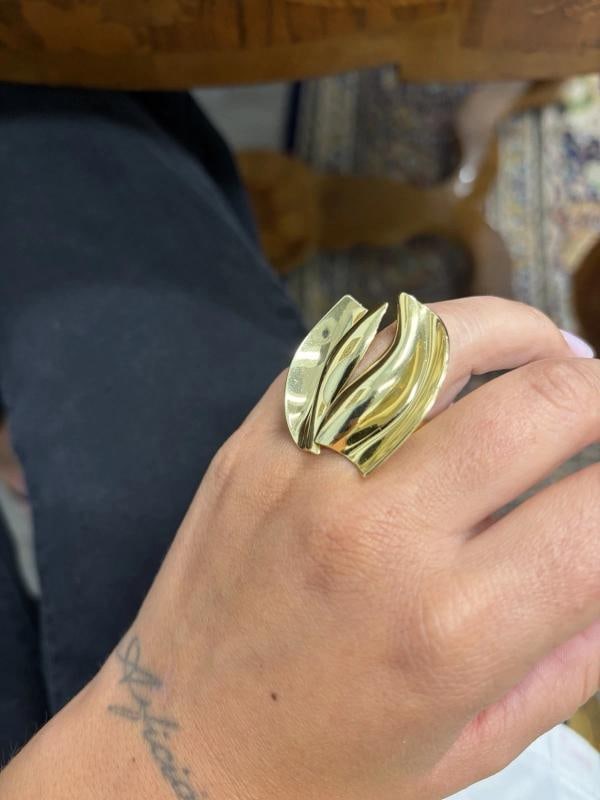 TIFFANY & CO. FRANK GEHRY Italy 18k Yellow Gold Sculptural Ring Vintage Rare - 4