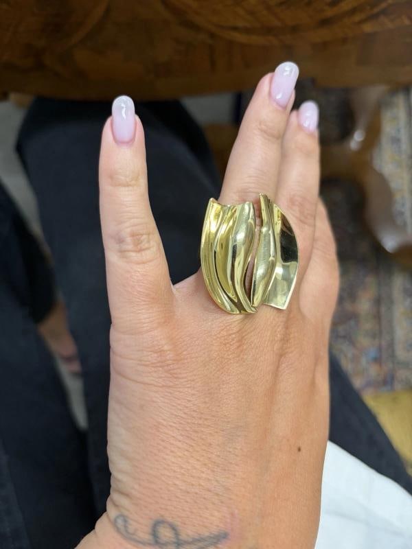 TIFFANY & CO. FRANK GEHRY Italy 18k Yellow Gold Sculptural Ring Vintage Rare - 5