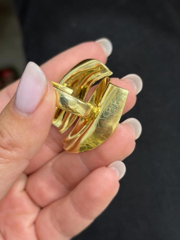 TIFFANY & CO. FRANK GEHRY Italy 18k Yellow Gold Sculptural Ring Vintage Rare - 8