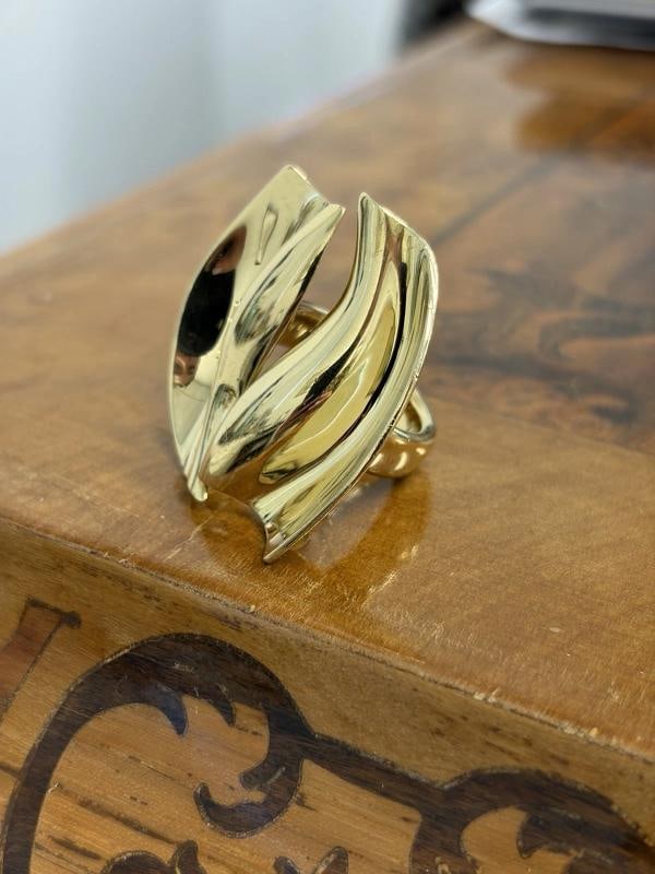 TIFFANY & CO. FRANK GEHRY Italy 18k Yellow Gold Sculptural Ring Vintage Rare - 9