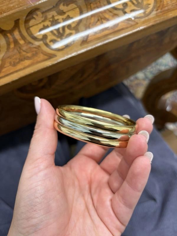 CARTIER Retro 18k Tri Color Gold Cuff Bangle Bracelet Retro 1950s Rare - 2