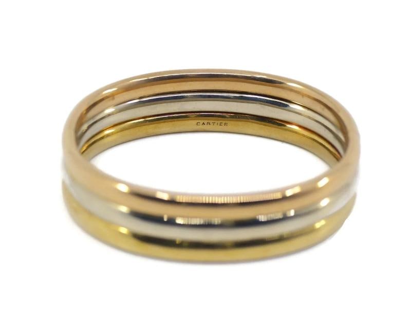 CARTIER Retro 18k Tri Color Gold Cuff Bangle Bracelet Retro 1950s Rare - 4