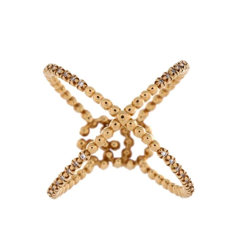 Gucci GG Running Cross Ring 18K Yellow Gold and Pave Diamonds - 3