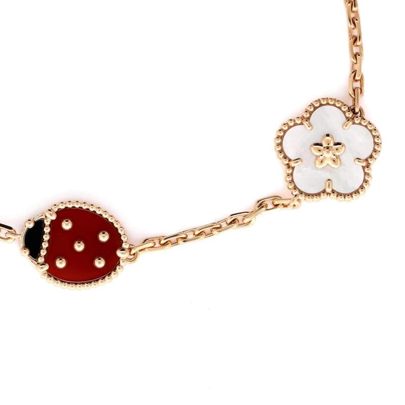 Van Cleef & Arpels Lucky Spring 5 Motifs Bracelet 18K Rose Gold and Mother of - 3