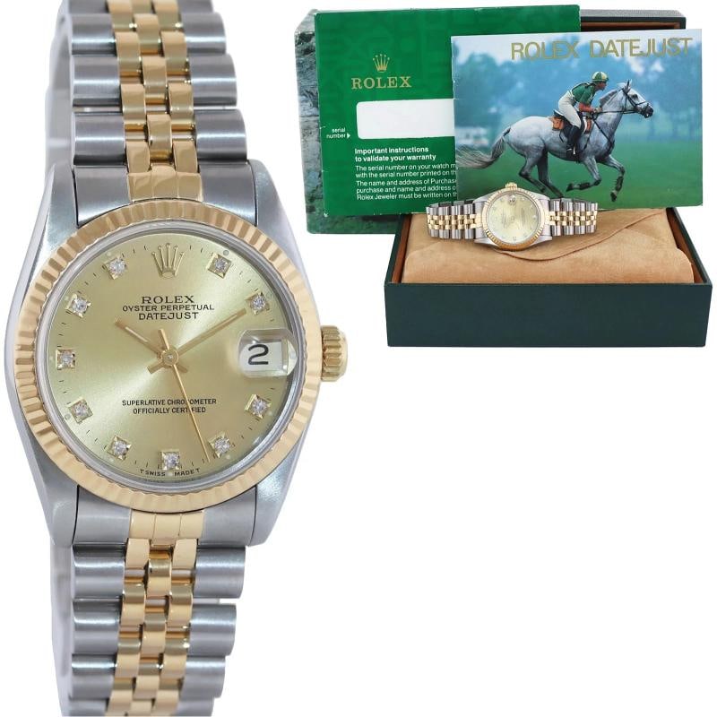 MINT Ladies Rolex 68273 Two Tone 18k Gold Steel 31mm Champagne Diamond Dial (1 of 8)