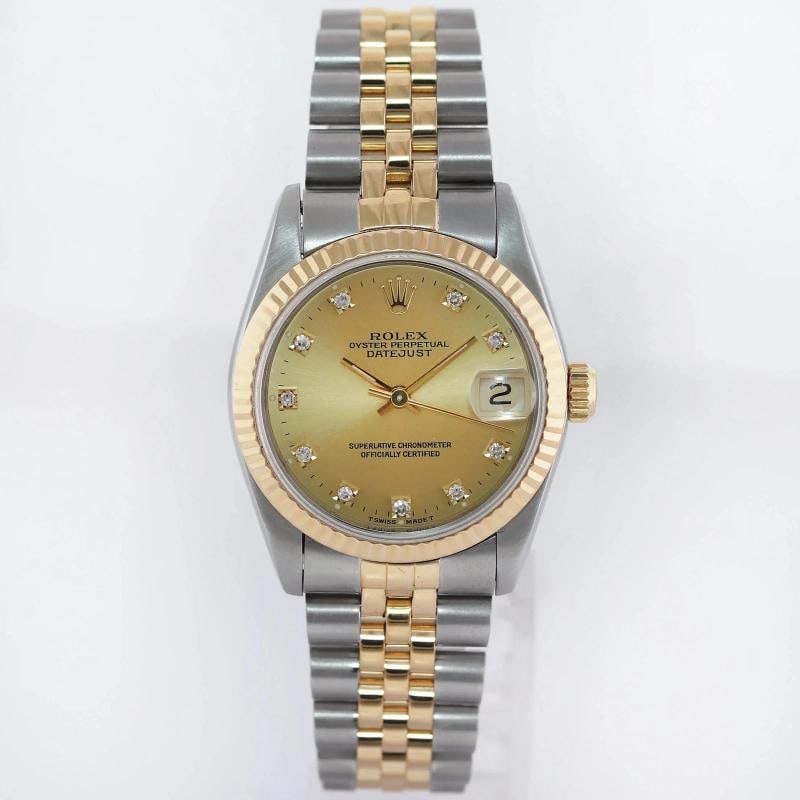 MINT Ladies Rolex 68273 Two Tone 18k Gold Steel 31mm Champagne Diamond Dial - 2