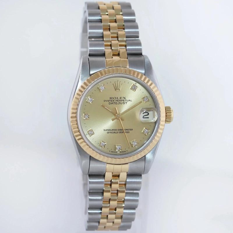 MINT Ladies Rolex 68273 Two Tone 18k Gold Steel 31mm Champagne Diamond Dial - 3