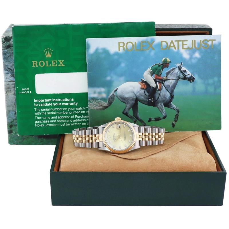 MINT Ladies Rolex 68273 Two Tone 18k Gold Steel 31mm Champagne Diamond Dial - 8
