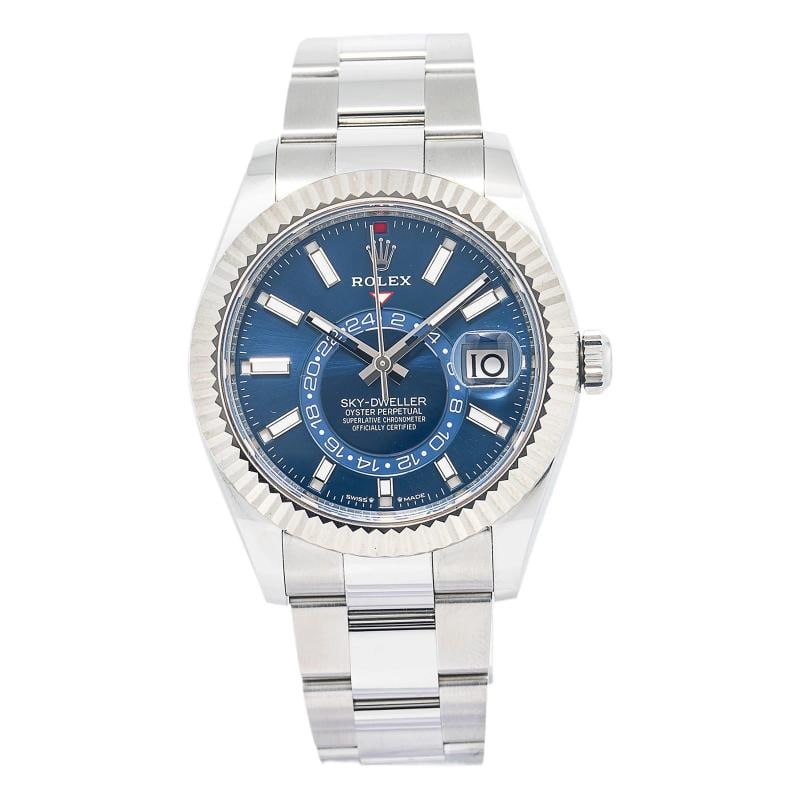 Rolex Sky-Dweller 336934 2024 Complete Oyster Steel Blue Index Auto 42mm: Case Size 42mm Wrist Fit 8 inches Box Yes Papers Yes Condition Ã¢â‚¬â€� Excellent Full Specifications SKU ROLEX#3214 Brand Rolex Model Sky-Dweller Reference