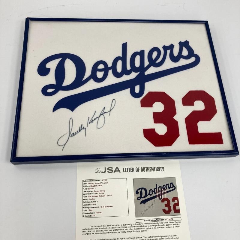 Sandy Koufax Signed Los Angeles Dodgers Jersey Patch Framed Display JSA COA (1 of 6)