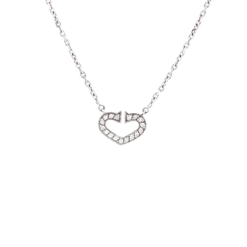 Cartier C Heart de Cartier Pendant Necklace 18K White Gold with Pave Diamonds (1 of 3)
