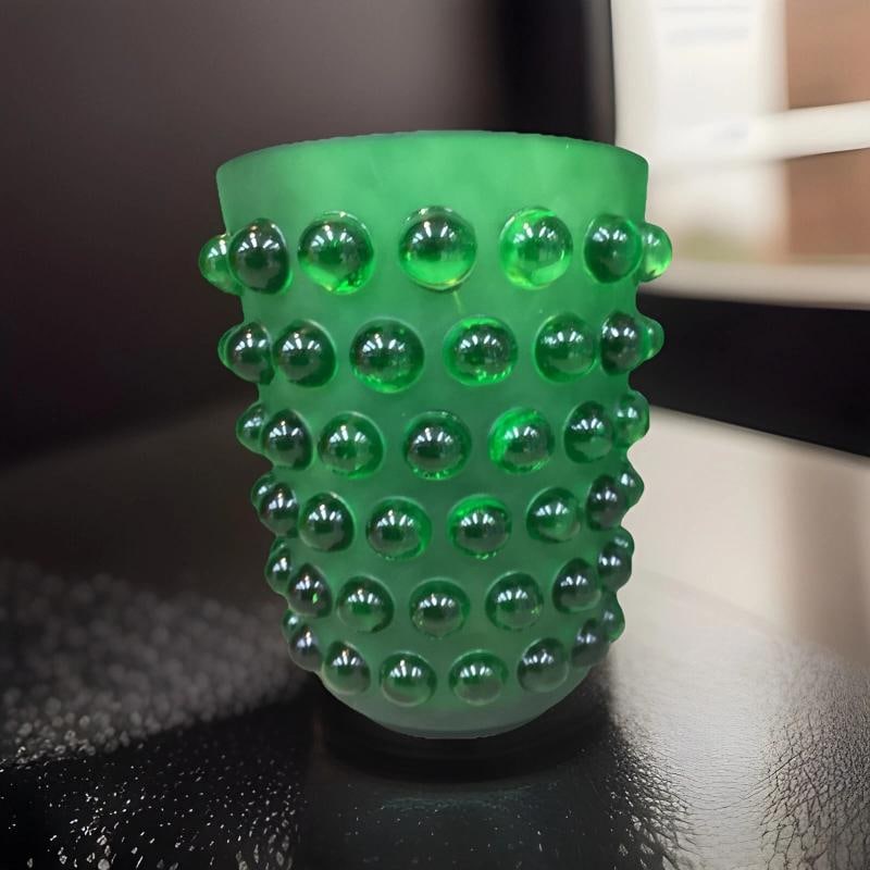 Lalique Style Crystal Green Mossi Vase H8.5Ã¢â‚¬Â? Maker Unknown Heav - 3