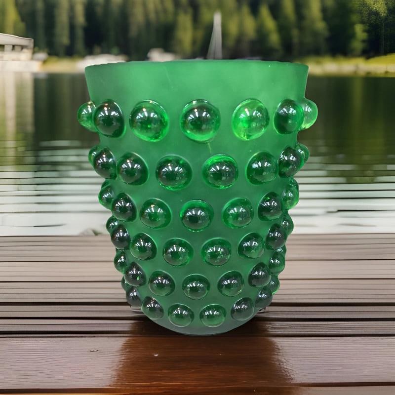 Lalique Style Crystal Green Mossi Vase H8.5Ã¢â‚¬Â? Maker Unknown Heav - 5