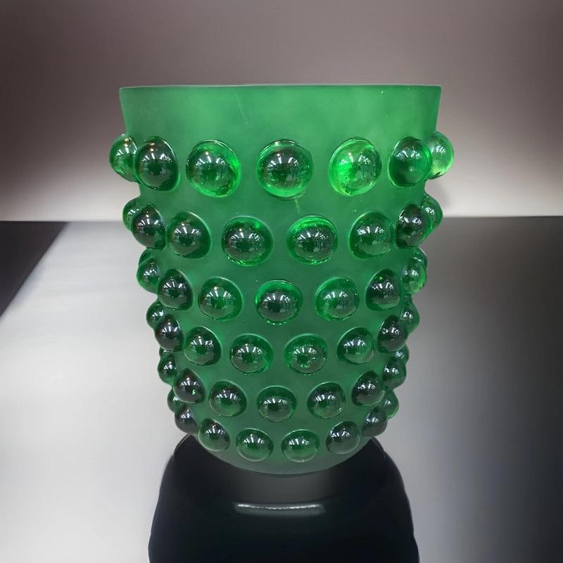 Lalique Style Crystal Green Mossi Vase H8.5Ã¢â‚¬Â? Maker Unknown Heav - 6