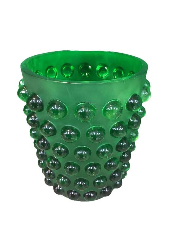 Lalique Style Crystal Green Mossi Vase H8.5Ã¢â‚¬Â? Maker Unknown Heav - 7