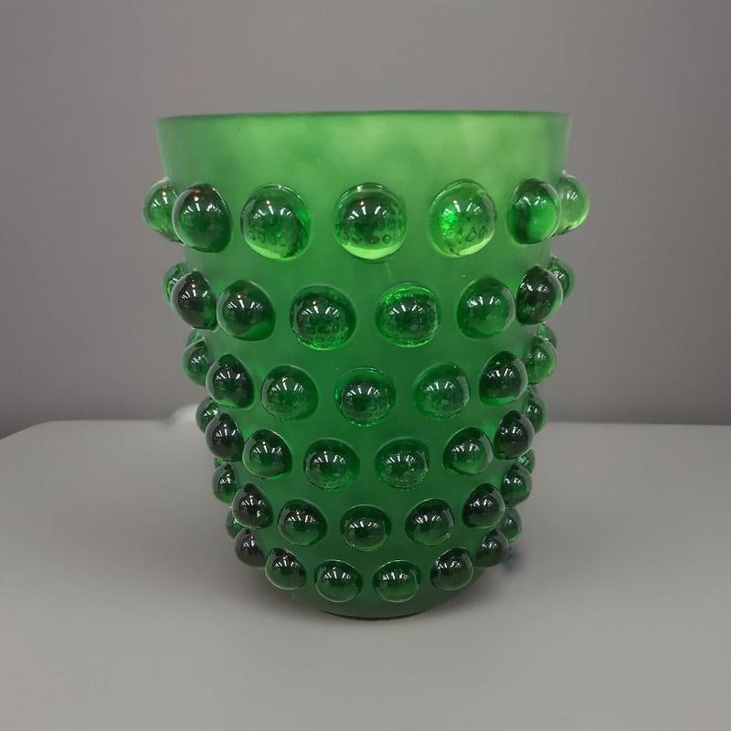 Lalique Style Crystal Green Mossi Vase H8.5Ã¢â‚¬Â? Maker Unknown Heav - 8