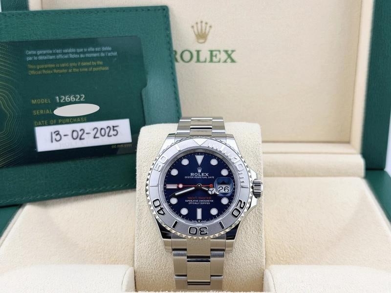 2025 Rolex Yacht Master 126622 40mm Blue Dial Platinum Bezel Steel Box Paper - 8