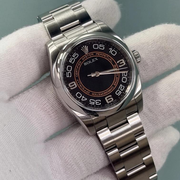 Rolex Oyster Perpetual 116000 36mm Black Orange Concentric Harley Dial Box - 2