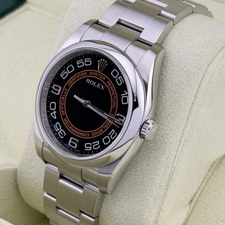 Rolex Oyster Perpetual 116000 36mm Black Orange Concentric Harley Dial Box - 3