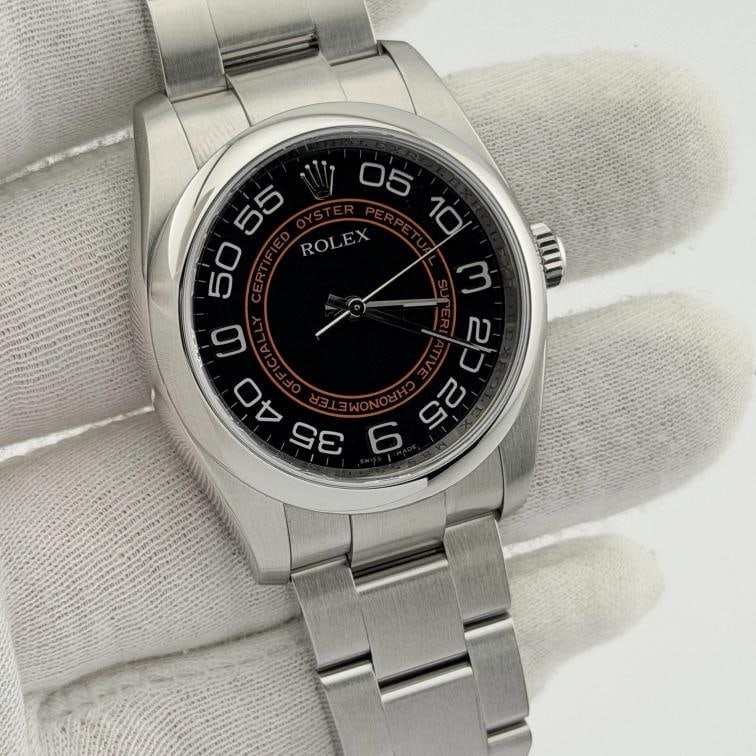 Rolex Oyster Perpetual 116000 36mm Black Orange Concentric Harley Dial Box - 5