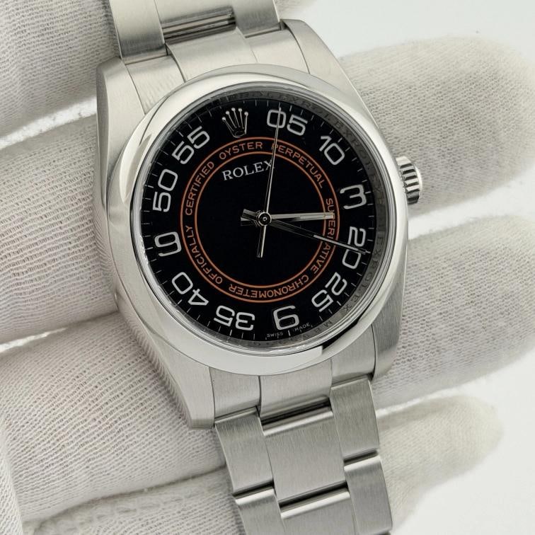 Rolex Oyster Perpetual 116000 36mm Black Orange Concentric Harley Dial Box - 6