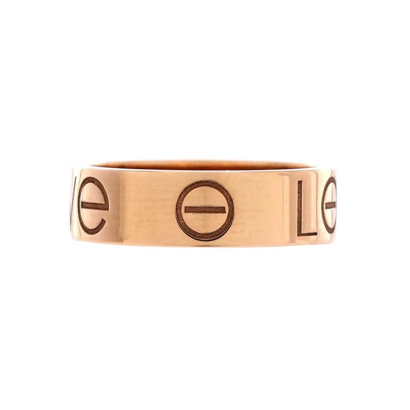 Cartier Engraved Love Band Ring 18K Rose Gold: Condition: Pre-owned - Good,Brand: Cartier,Main Stone: Unknown,Metal: 18K Rose Gold,Metal Purity: 18K,Ring Size: 6 - 52,Type: Ring,Color: Rose Gold,Style: 18K Rose Gold,Material: Unknown