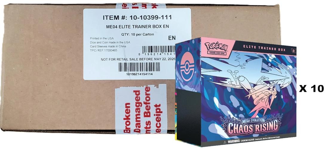 Pokemon TCG Mega Evolution Chaos Rising Elite Trainer Box x 10 (1 of 2)
