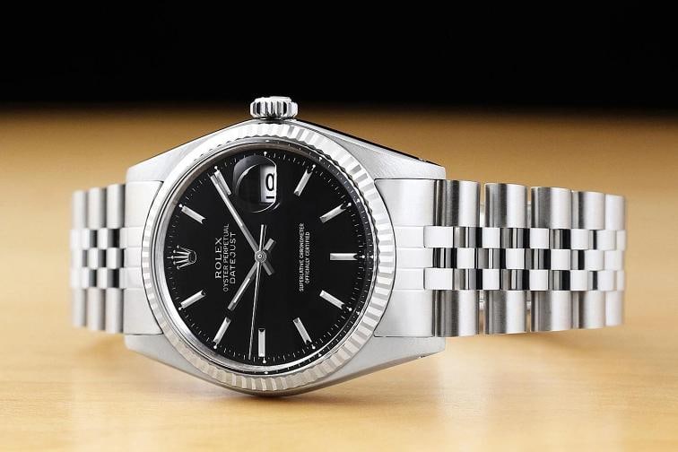 ROLEX MENS DATEJUST 1601 BLACK 18K WHITE GOLD STAINLESS STEEL JUBILEE WATCH - 2
