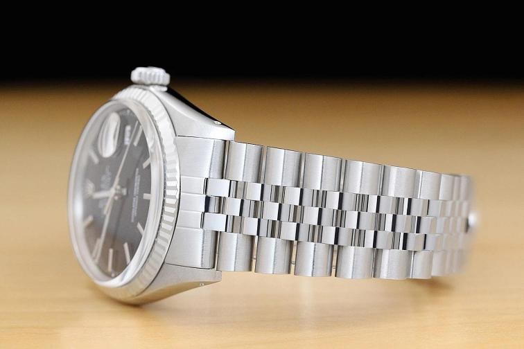 ROLEX MENS DATEJUST 1601 BLACK 18K WHITE GOLD STAINLESS STEEL JUBILEE WATCH - 4