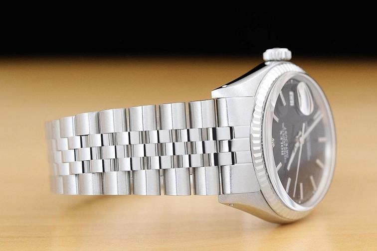 ROLEX MENS DATEJUST 1601 BLACK 18K WHITE GOLD STAINLESS STEEL JUBILEE WATCH - 7