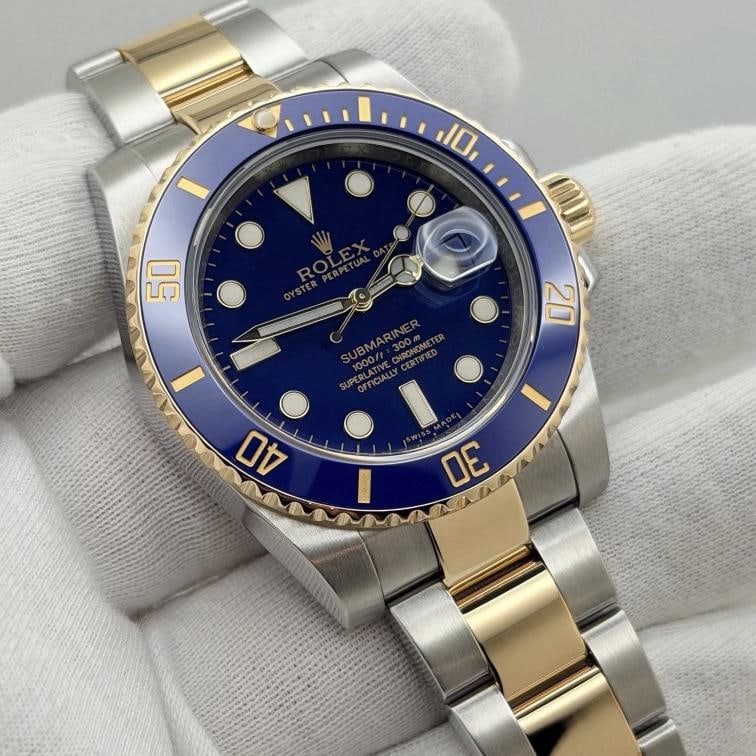 Rolex Submariner Bluesy 116613LB 40mm Blue Dial 18k Yellow Gold Steel Box - 2