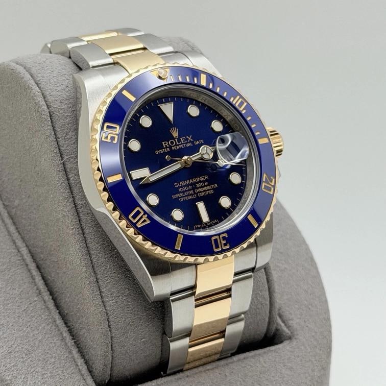 Rolex Submariner Bluesy 116613LB 40mm Blue Dial 18k Yellow Gold Steel Box - 4