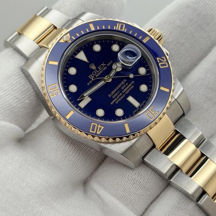 Rolex Submariner Bluesy 116613LB 40mm Blue Dial 18k Yellow Gold Steel Box - 7
