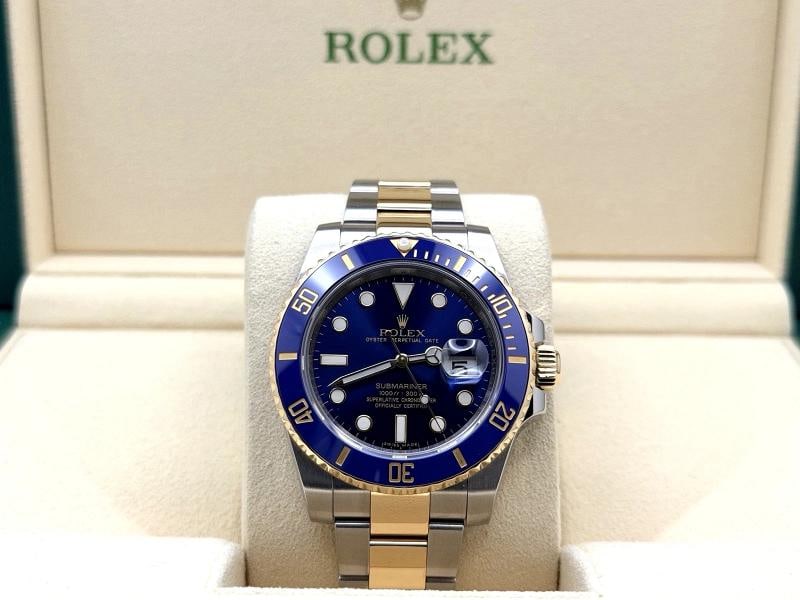 Rolex Submariner Bluesy 116613LB 40mm Blue Dial 18k Yellow Gold Steel Box - 9
