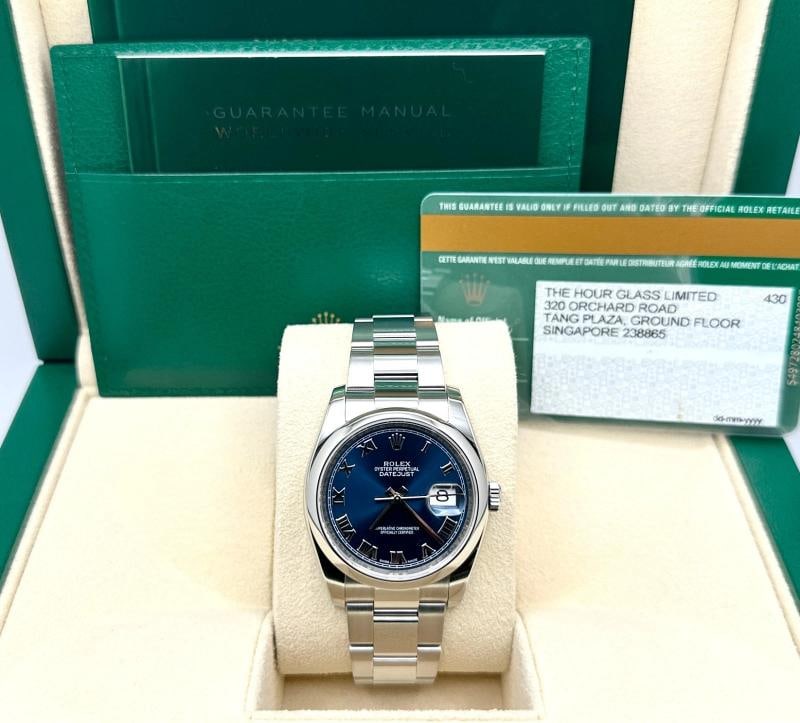 Rolex Datejust 116200 36mm Blue Roman Dial Stainless Steel Box Paper - 3